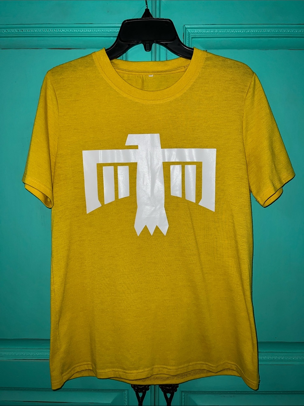 Bella Canvas Yellow Short Sleeve Tee with White Thunderbird Graphic